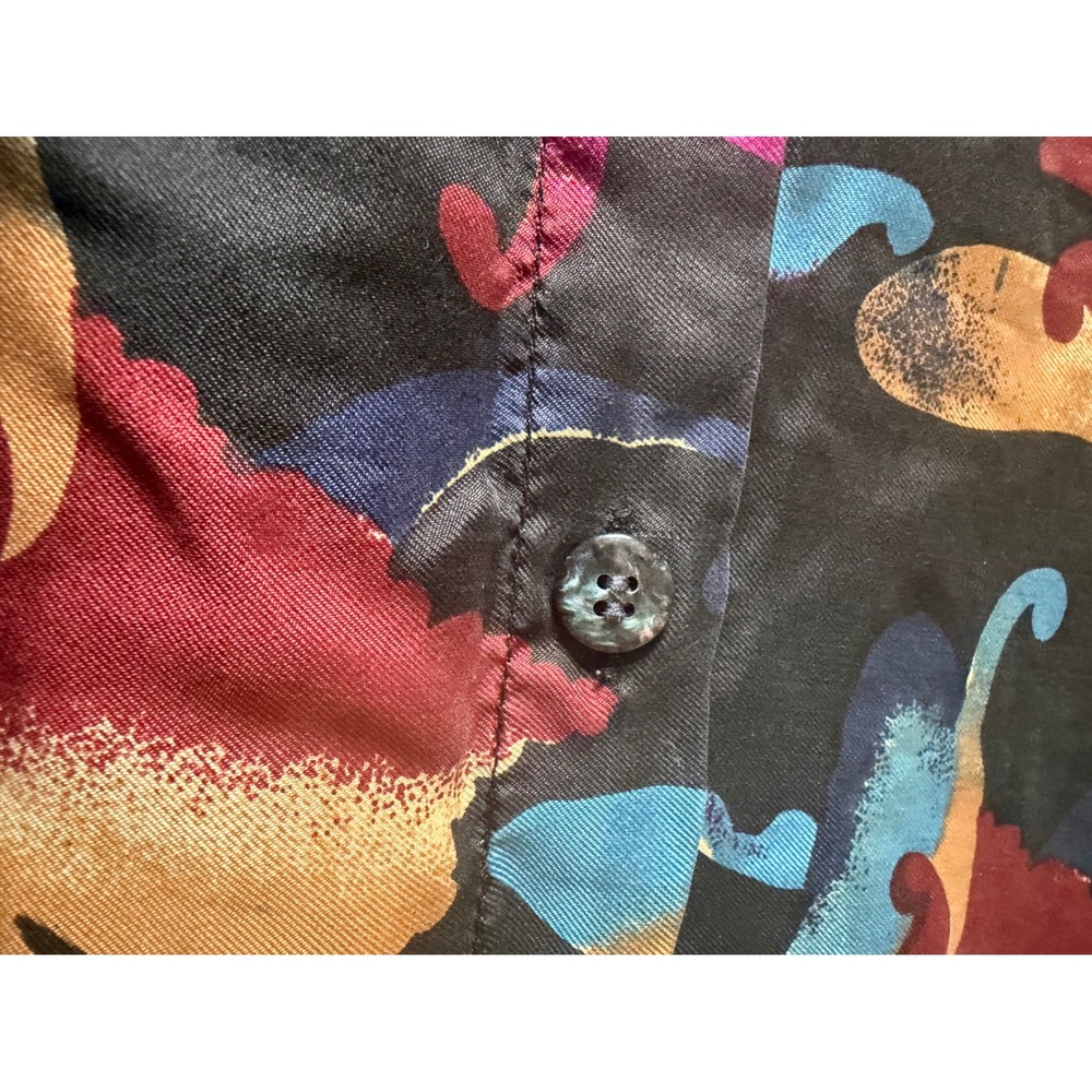 Porcini Brigata Mens XL Sandwashed Silk Abstract Paisley Button Down Shirt NEW - Picture 10 of 11